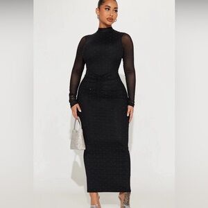Fashion Nova Elegant Black Sheer Sleeve Dress 3x
